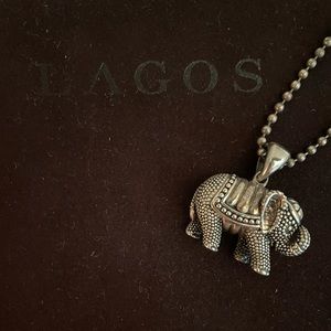 Lagos silver long elephant necklace